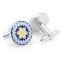 Blue Enamel Hibiscus Kaleidescope Cufflinks
