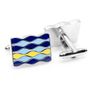 Blue Enamel Layered Waves Cufflinks