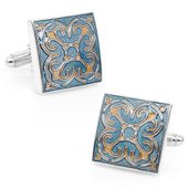 Blue Enamel Tracery Cufflinks