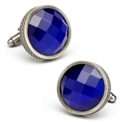 Blue Faceted Cats Eye Cufflinks