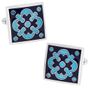 Blue Floral Tile Cufflinks