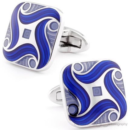 Blue Florentine Swirl Cufflinks