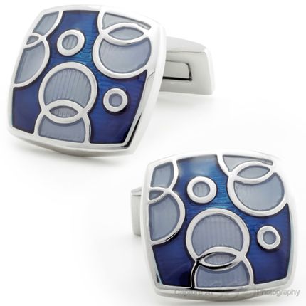 Blue Gray Bubble Cufflinks