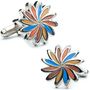 Blue Orange Daisy Cufflinks