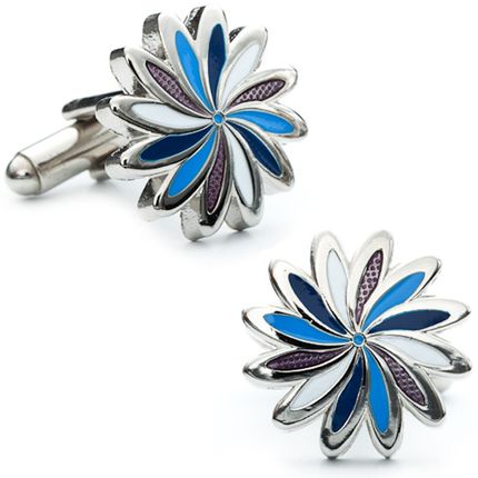 Blue Pink Daisy Cufflinks