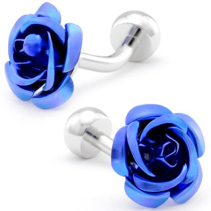 Blue Rose Flower Cufflinks