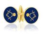 Blue Round Masonic Coin Cuff Links