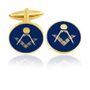 Blue Round Masonic Coin Cuff Links