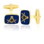 Blue Square Masonic Coin Cuff Links