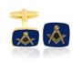 Blue Square Masonic Coin Cuff Links