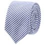 Blue Striped Cotton Skinny Tie