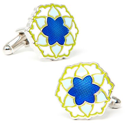Blue/White/Green Bloom Cufflinks