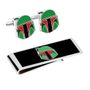 Boba Fett Helmet Cufflinks and Money Clip Gift Set