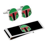 Boba Fett Helmet Cufflinks and Money Clip Gift Set