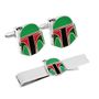 Boba Fett Helmet Cufflinks Tie Bar Gift Set
