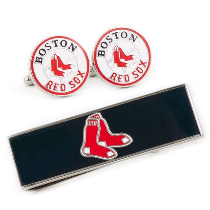 Boston Red Sox Cufflinks and Money Clip Gift Set