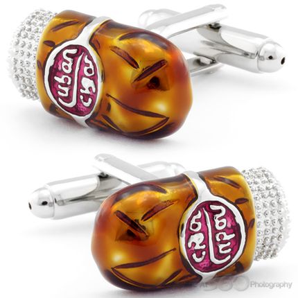 Brown And Silver Cigar Cufflinks