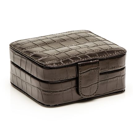 Brown Croc Compartment Travel Case