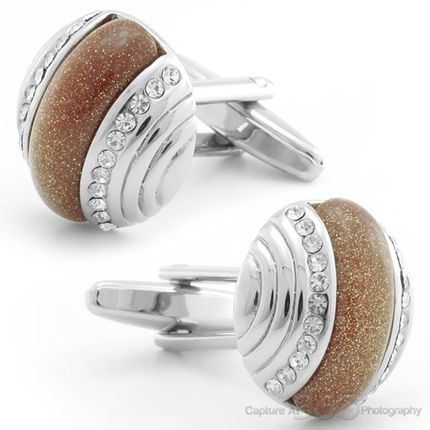 Brown Diamond Rounds Cufflinks