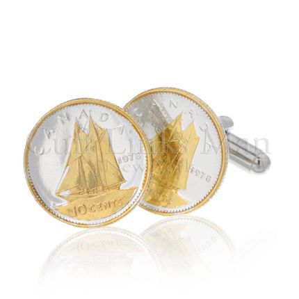 Canadian 10-Cent Bluenose Sailboat Cufflinks