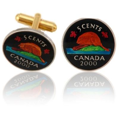 Canadian Beaver Nickel Coin Cuff Links