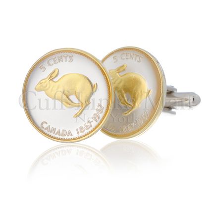 Canadian Centennial 5-Cent Rabbit Cufflinks