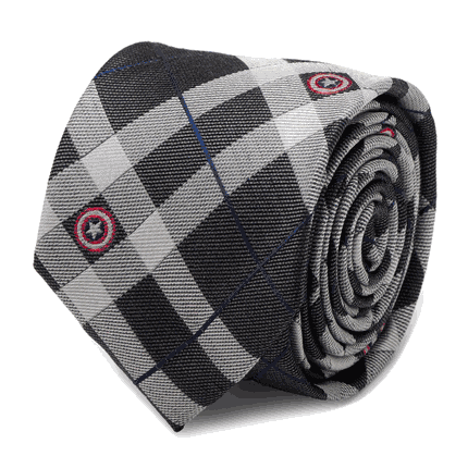 Captain America Gray Plaid Tie