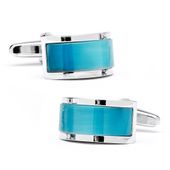 Carribean Blue Cats Eye Bridged Cufflinks