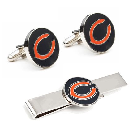 Chicago Bears Cufflinks And Tie Bar Gift Set