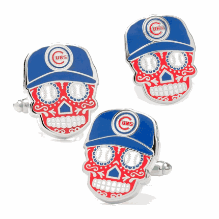 Chicago Cubs Sugar Skull Cufflinks & Lapel Pin Gift Set