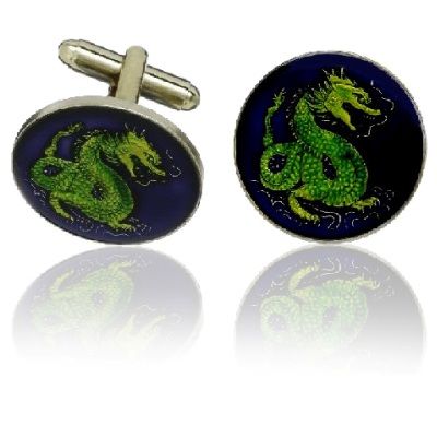 Chinese Dragon Coin Cuff Links