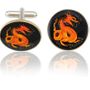 Chinese Red Dragon Coin Cuff Links