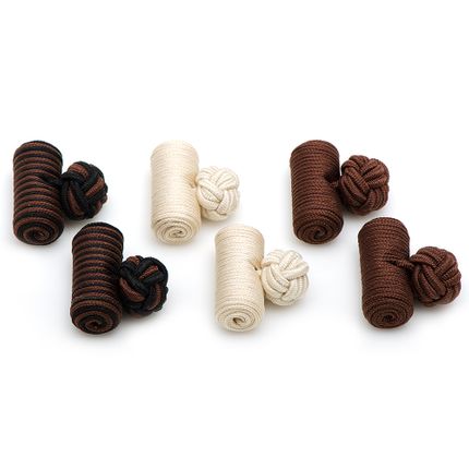 Chocolate Silk Barrel Knot Cufflinks