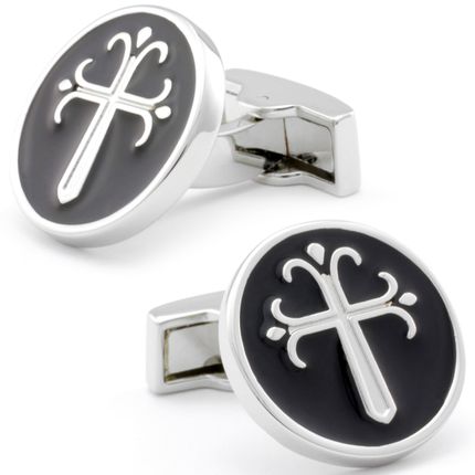 Classic Black Cross Paint Cufflinks