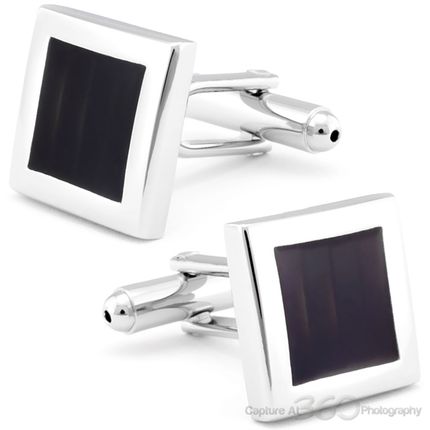 Classic Black Enamel Square Cufflinks