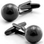 Classic Silver Black Dot Cufflinks