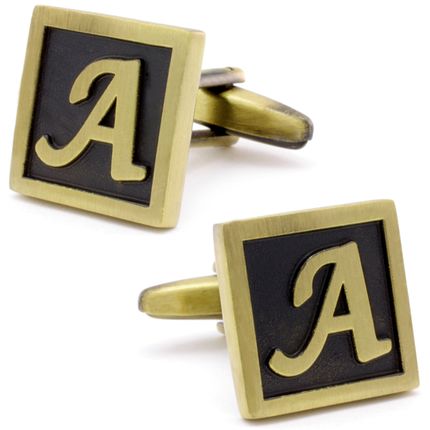 Classic Yellow Letter A Cufflinks