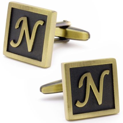 Classic Yellow Letter N Cufflinks
