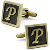 Classic Yellow Letter P Cufflinks