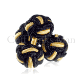 Coal Black & Gold Silk Knot Cuff Links