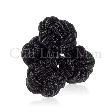 Coal Black Silk Knot Cuff Links