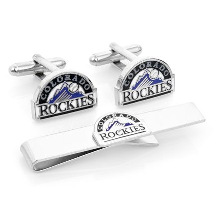 Colorado Rockies Cufflinks And Tie Bar Gift Set