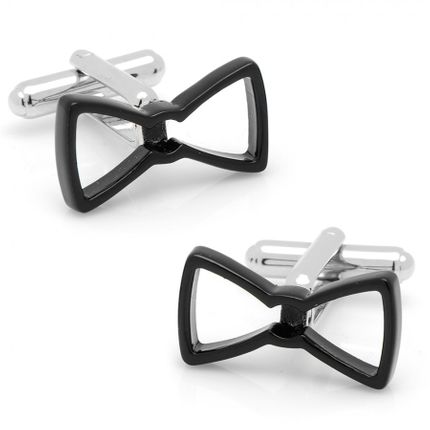 Cool Cut Black Bow Tie Cufflinks-CLI-CC-BWT-BK