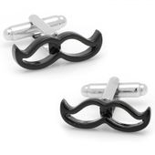Cool Cut Black Moustache Cufflinks-CLI-CC-MST-BK