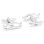 Cool Cut Silver Moustache Cufflinks-CLI-CC-MST-SL
