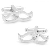 Cool Cut Silver Moustache Cufflinks-CLI-CC-MST-SL