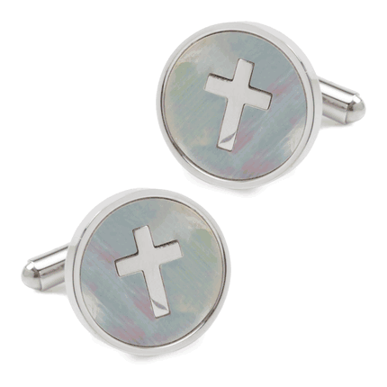Cross Mother of Pearl Stainless Steel Cufflinks