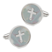 Cross Mother of Pearl Stainless Steel Cufflinks