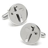 Cross Round Stainless Steel Cufflinks