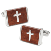 Cross Wood Stainless Steel Cufflinks